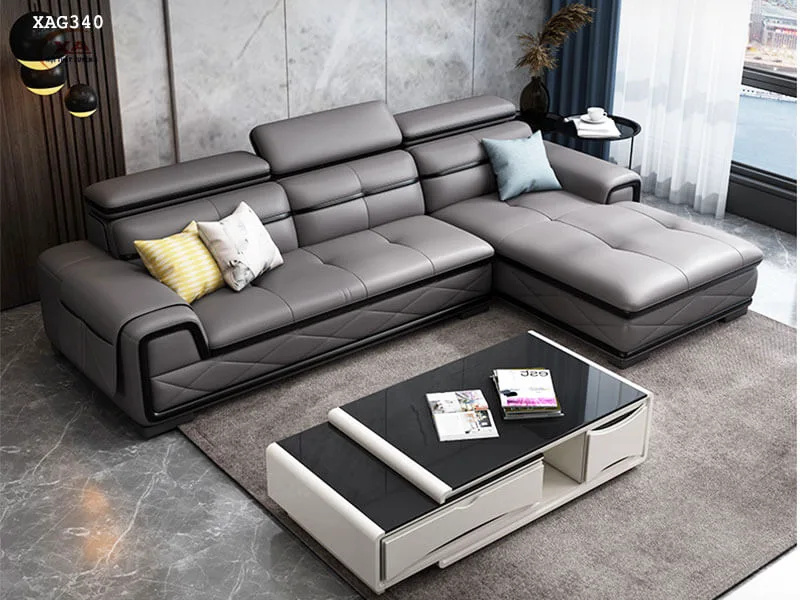Sofa da phòng khách chung cư XAG340 hiện đại sang trọng Sofa da phòng khách chung cư XAG340 hiện đại sang trọng