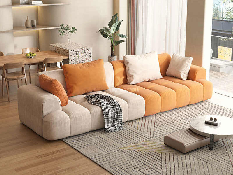 Sofa băng dài kích thước 2m4 bọc vải cao cấp tại Nội Thất Xuyên Á
