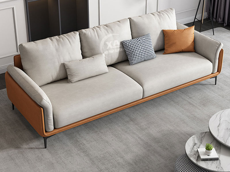 Ghế sofa băng cho phòng khách chung cư bọc chất liệu da cao cấp.