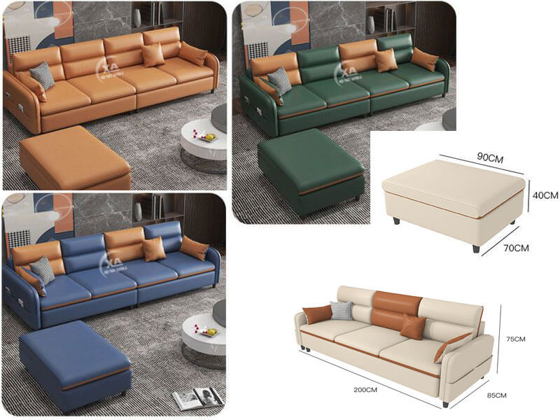 Ghế sofa băng da phòng khách hiện đại giá rẻ XAB120 nhiều màu sắc để chọn